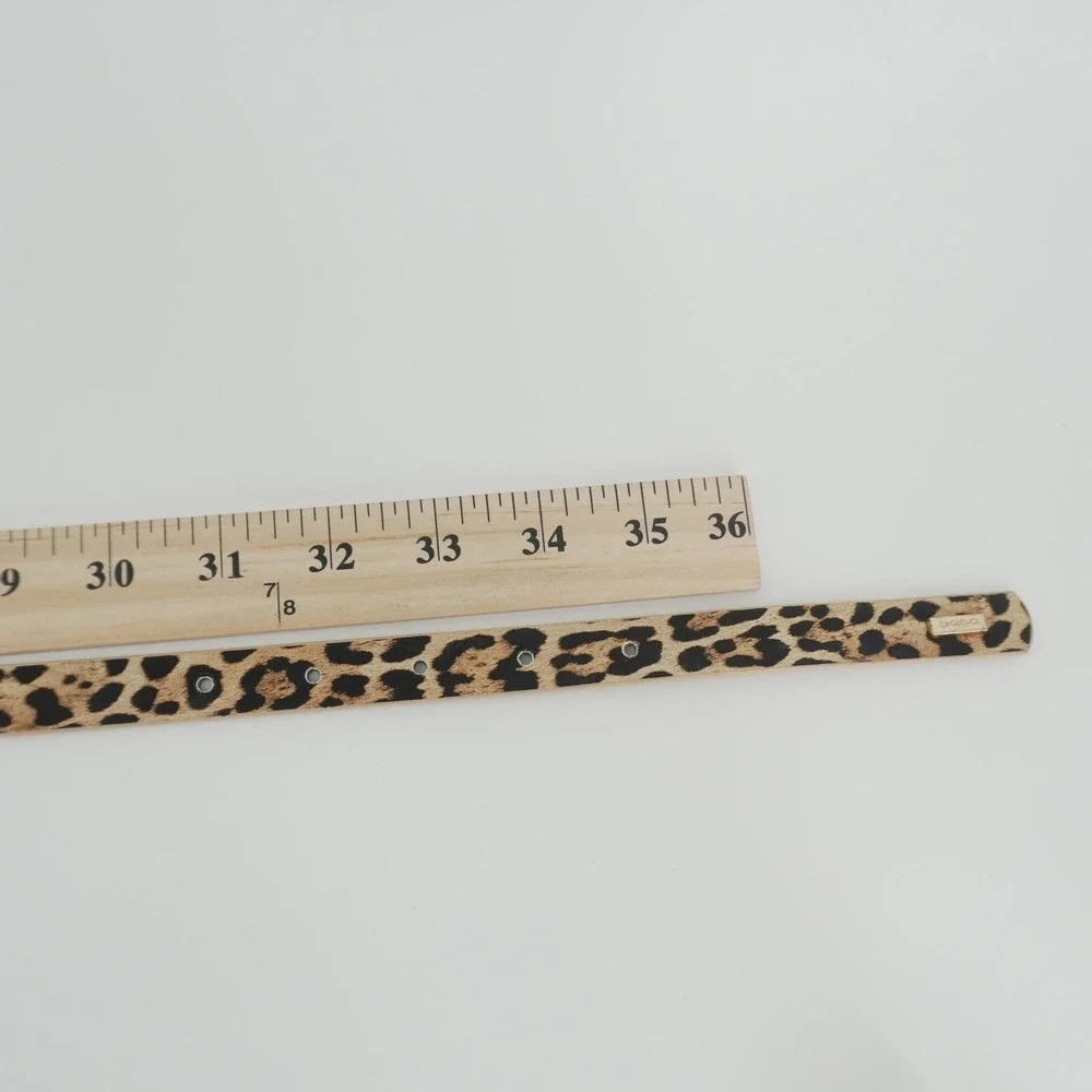 Bebe Belt Women Medium Brown Leopard Print Skinny Gold Buckle Synthetic Leather